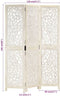 vidaXL - Kamerscherm - met - 3 - panelen - handgesneden - 120x165 - cm - mangohout - wit