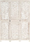 vidaXL - Kamerscherm - met - 3 - panelen - handgesneden - 120x165 - cm - mangohout - wit