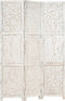 vidaXL - Kamerscherm - met - 3 - panelen - handgesneden - 120x165 - cm - mangohout - wit