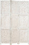 vidaXL - Kamerscherm - met - 3 - panelen - handgesneden - 120x165 - cm - mangohout - wit