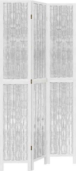 vidaXL - Kamerscherm - met - 3 - panelen - massief - paulowniahout - wit
