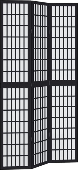 vidaXL - Kamerscherm - met - 3 - panelen - massief - paulowniahout - zwart