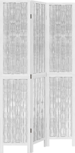vidaXL - Kamerscherm - met - 3 - panelen - massief - paulowniahout - wit