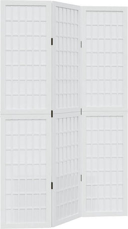 vidaXL - Kamerscherm - met - 3 - panelen - massief - paulowniahout - wit
