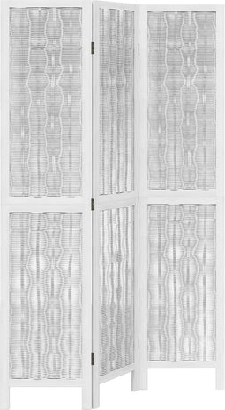 vidaXL - Kamerscherm - met - 3 - panelen - massief - paulowniahout - wit