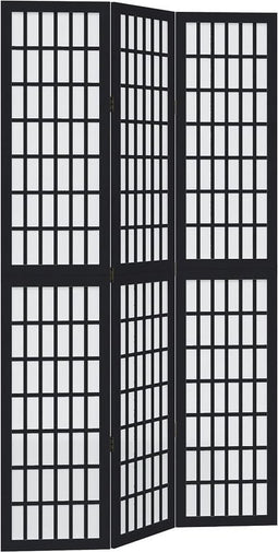 vidaXL - Kamerscherm - met - 3 - panelen - massief - paulowniahout - zwart