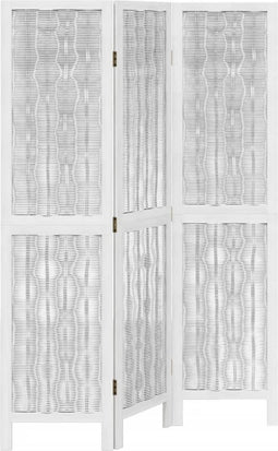 vidaXL - Kamerscherm - met - 3 - panelen - massief - paulowniahout - wit
