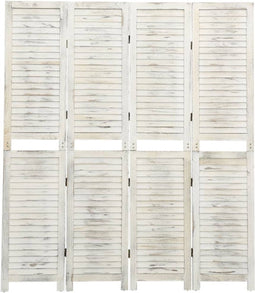 vidaXL - Kamerscherm - met - 4 - panelen - 140x165 - cm - hout - crèmekleurig
