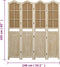 vidaXL - Kamerscherm - met - 4 - panelen - 140x165 - cm - stof - bruin