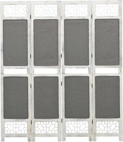 vidaXL - Kamerscherm - met - 4 - panelen - 140x165 - cm - stof - grijs