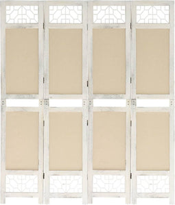 vidaXL - Kamerscherm - met - 4 - panelen - 140x165 - cm - stof - crèmekleurig
