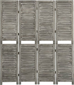 vidaXL - Kamerscherm - met - 4 - panelen - 143x166 - cm - massief - hout - grijs