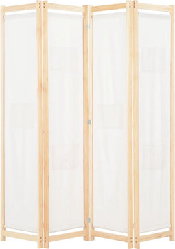 vidaXL - Kamerscherm - met - 4 - panelen - 160x170x4 - cm - stof - crème