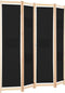 vidaXL - Kamerscherm - met - 4 - panelen - 160x170x4 - cm - stof - zwart