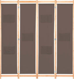 vidaXL - Kamerscherm - met - 4 - panelen - 160x170x4 - cm - stof - bruin