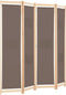 vidaXL - Kamerscherm - met - 4 - panelen - 160x170x4 - cm - stof - bruin