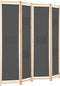 vidaXL - Kamerscherm - met - 4 - panelen - 160x170x4 - cm - stof - grijs
