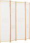vidaXL - Kamerscherm - met - 4 - panelen - 160x170x4 - cm - stof - crème