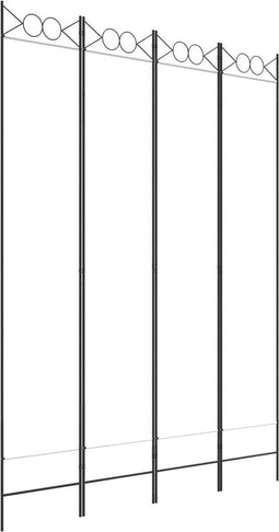 vidaXL - Kamerscherm - met - 4 - panelen - 160x220 - cm - stof - wit