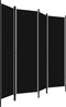 vidaXL - Kamerscherm - met - 4 - panelen - 200x180 - cm - zwart