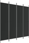 vidaXL - Kamerscherm - met - 4 - panelen - 200x200 - cm - stof - zwart