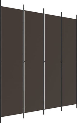 vidaXL - Kamerscherm - met - 4 - panelen - 200x220 - cm - stof - bruin