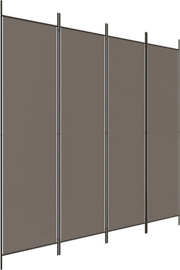vidaXL - Kamerscherm - met - 4 - panelen - 200x220 - cm - stof - antracietkleurig
