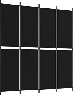 vidaXL - Kamerscherm - met - 4 - panelen - 200x220 - cm - stof - zwart