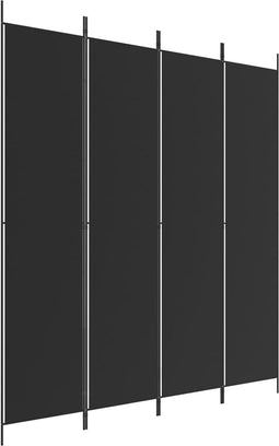 vidaXL - Kamerscherm - met - 4 - panelen - 200x220 - cm - stof - zwart