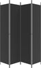 vidaXL - Kamerscherm - met - 4 - panelen - 200x220 - cm - stof - zwart