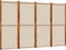 vidaXL - Kamerscherm - met - 4 - panelen - 280x180 - cm - taupe