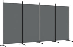 vidaXL - Kamerscherm - met - 4 - panelen - 346x180 - cm - stof - antracietkleurig