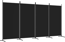 vidaXL - Kamerscherm - met - 4 - panelen - 346x180 - cm - stof - zwart