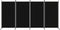vidaXL - Kamerscherm - met - 4 - panelen - 346x180 - cm - stof - zwart