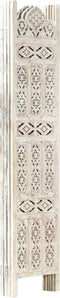 vidaXL - Kamerscherm - met - 4 - panelen - handgesneden - 160x165 - cm - mangohout - wit
