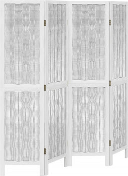 vidaXL - Kamerscherm - met - 4 - panelen - massief - paulowniahout - wit