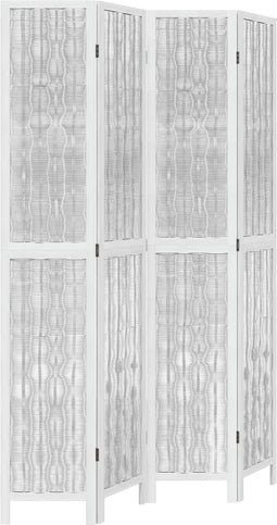 vidaXL - Kamerscherm - met - 4 - panelen - massief - paulowniahout - wit