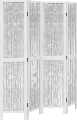 vidaXL - Kamerscherm - met - 4 - panelen - massief - paulowniahout - wit