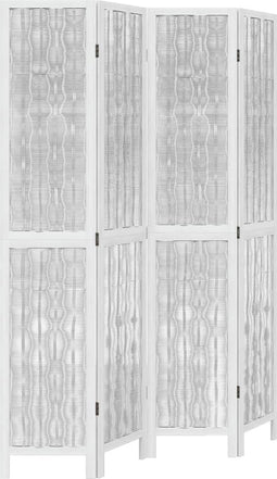 vidaXL - Kamerscherm - met - 4 - panelen - massief - paulowniahout - wit