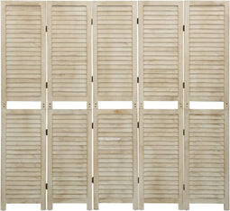 vidaXL - Kamerscherm - met - 5 - panelen - 175x165 - cm - massief - paulowniahout
