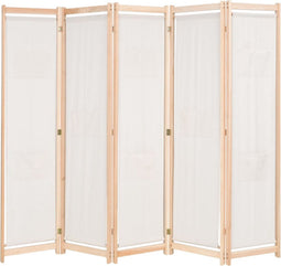 vidaXL - Kamerscherm - met - 5 - panelen - 200x170x4 - cm - stof - crème