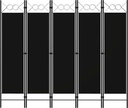 vidaXL - Kamerscherm - met - 5 - panelen - 200x180 - cm - zwart