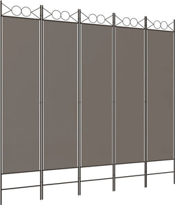 vidaXL - Kamerscherm - met - 5 - panelen - 200x200 - cm - stof - antracietkleurig