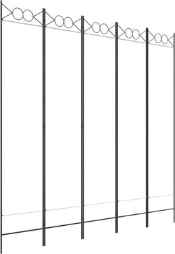 vidaXL - Kamerscherm - met - 5 - panelen - 200x200 - cm - stof - wit