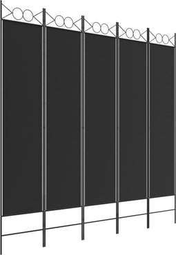 vidaXL - Kamerscherm - met - 5 - panelen - 200x200 - cm - stof - zwart