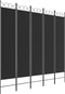 vidaXL - Kamerscherm - met - 5 - panelen - 200x200 - cm - stof - zwart