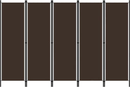 vidaXL - Kamerscherm - met - 5 - panelen - 250x180 - cm - bruin