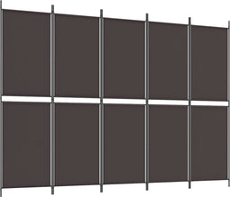 vidaXL - Kamerscherm - met - 5 - panelen - 250x180 - cm - stof - bruin