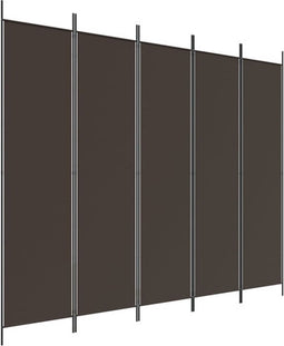 vidaXL - Kamerscherm - met - 5 - panelen - 250x200 - cm - stof - bruin