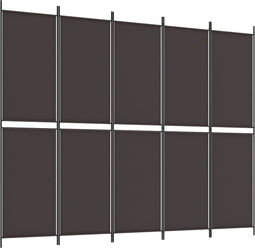vidaXL - Kamerscherm - met - 5 - panelen - 250x200 - cm - stof - bruin